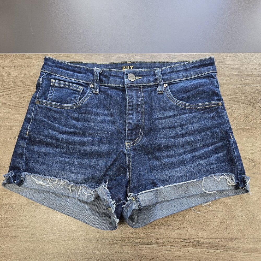 Kut From The Kloth High Rise Shorts Women's Size 8 Blue Denim Cut Off Raw Hem